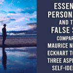 Essence, Personality and the False Self represented by a person, their reflection in water and stars overhead